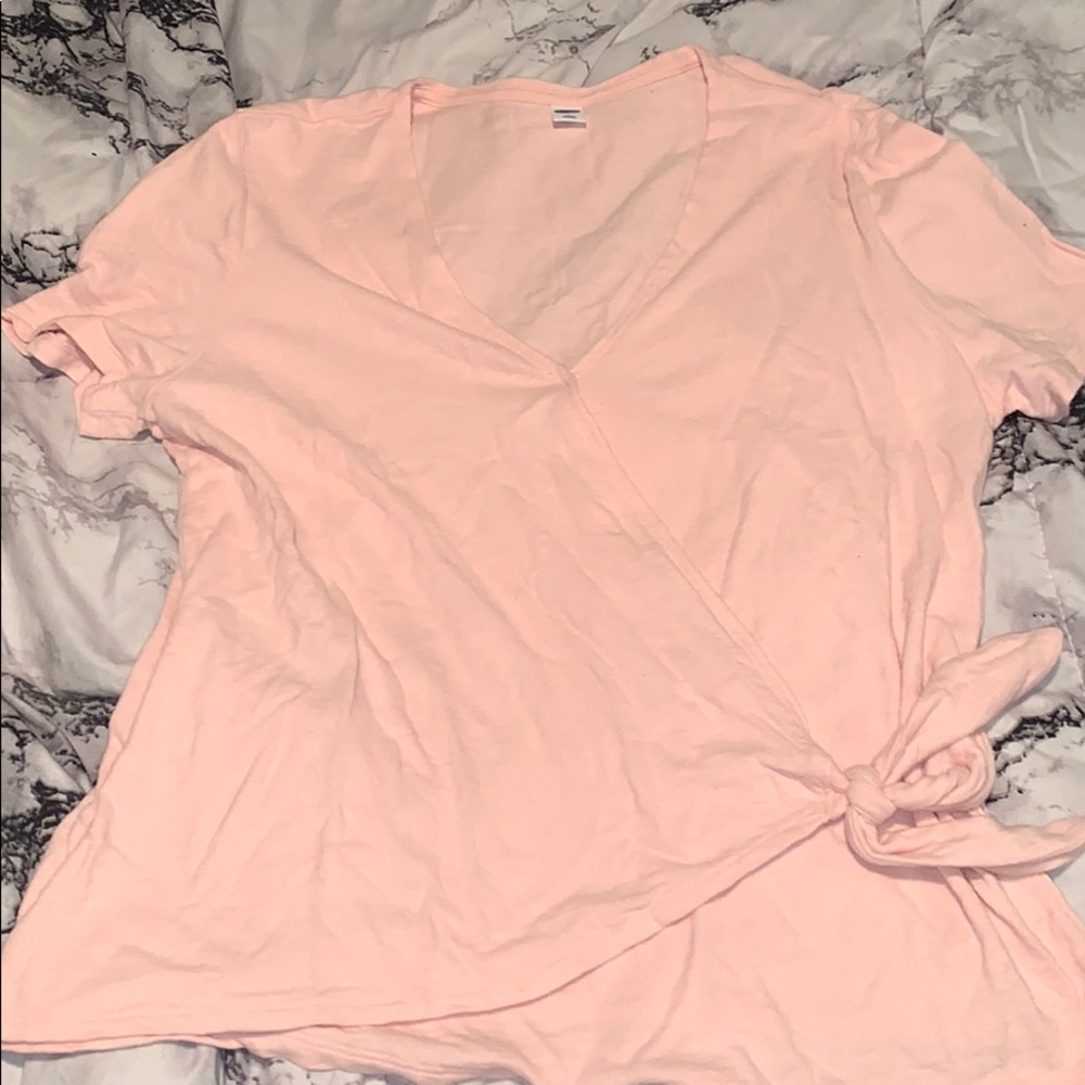 Baby pink wrap shirt